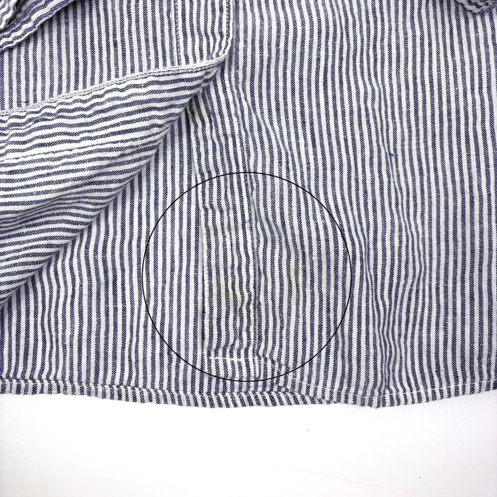 LL Bean Premium Washable Linen Button Up Shirt Womens Sz L White Blue Tunic - Picture 7 of 16